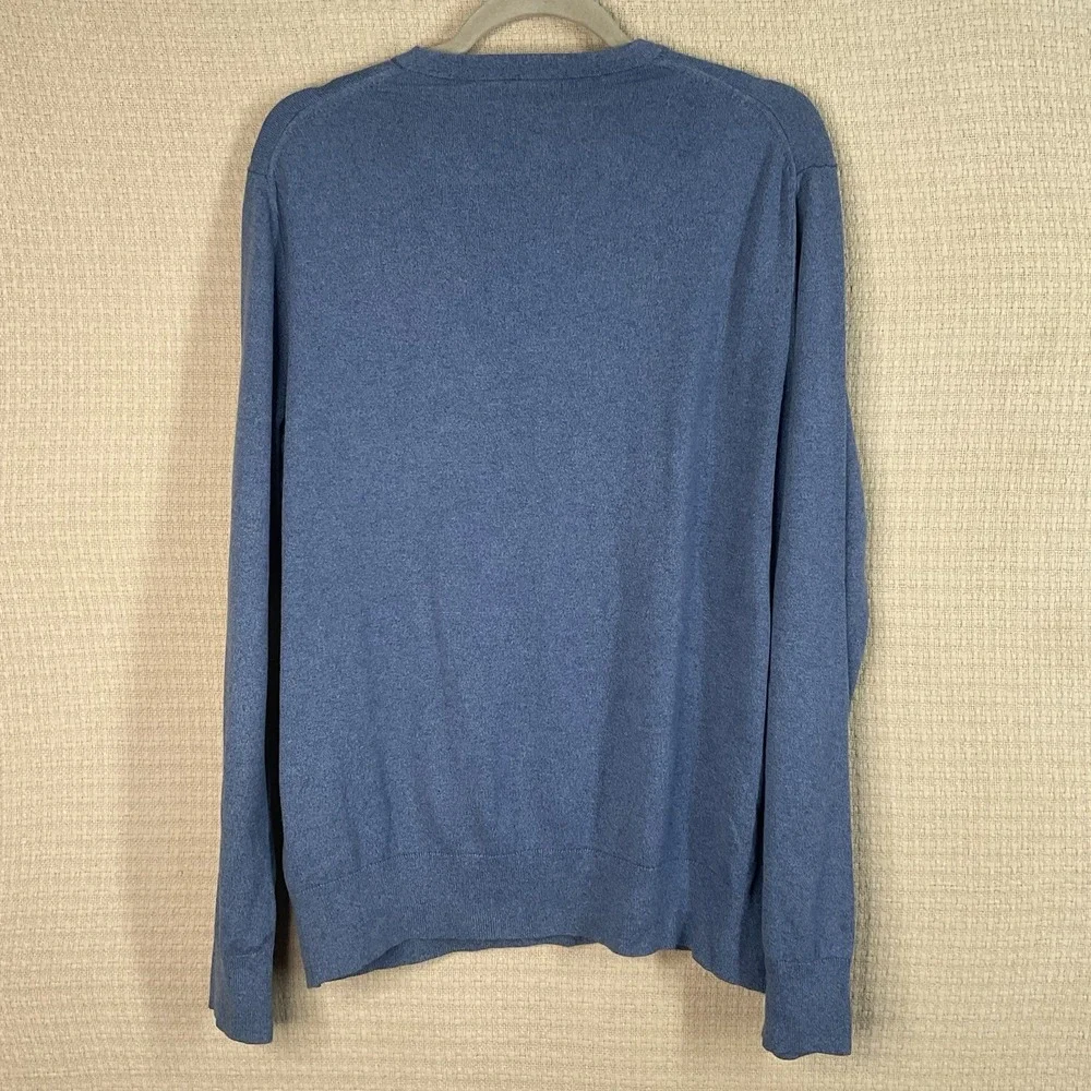 Banana Republic Mens Large Blue V-Neck Luxury Blend Sweater Cashmere Silk Cotton